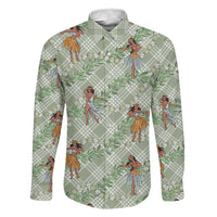 Mint Palaka Hula Girls Seamless Hawaii Aloha Family Matching Off Shoulder Short Dress and Hawaiian Shirt - Polynesian Pride