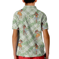 Mint Palaka Hula Girls Seamless Hawaii Aloha Kid Polo Shirt LT7 - Polynesian Pride
