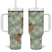 Mint Palaka Hula Girls Seamless Hawaii Aloha Tumbler With Handle LT7 One Size: 40 oz Mint - Polynesian Pride