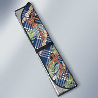 Navy Blue Palaka Hula Girls Seamless Hawaii Aloha Auto Sun Shade LT7 - Polynesian Pride