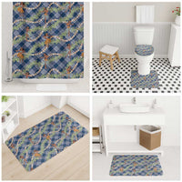 Navy Blue Palaka Hula Girls Seamless Hawaii Aloha Bathroom Set - Polynesian Pride