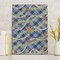 Navy Blue Palaka Hula Girls Seamless Hawaii Aloha Canvas Wall Art LT7 Without Frame Navy Blue - Polynesian Pride