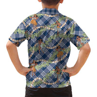 Navy Blue Palaka Hula Girls Seamless Hawaii Aloha Family Matching Puletasi and Hawaiian Shirt - Polynesian Pride