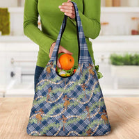 Navy Blue Palaka Hula Girls Seamless Hawaii Aloha Grocery Bag LT7 - Polynesian Pride