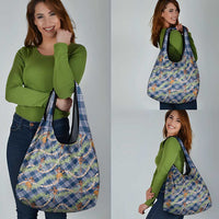 Navy Blue Palaka Hula Girls Seamless Hawaii Aloha Grocery Bag LT7 - Polynesian Pride