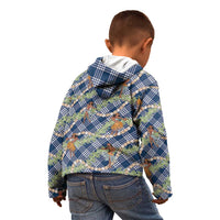 Navy Blue Palaka Hula Girls Seamless Hawaii Aloha Kid Hoodie - Polynesian Pride