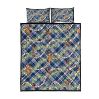 Navy Blue Palaka Hula Girls Seamless Hawaii Aloha Quilt Bed Set LT7 - Polynesian Pride