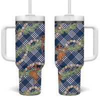 Navy Blue Palaka Hula Girls Seamless Hawaii Aloha Tumbler With Handle LT7 One Size: 40 oz Navy Blue - Polynesian Pride