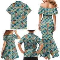 Teal Palaka Hula Girls Seamless Hawaii Aloha Family Matching Mermaid Dress and Hawaiian Shirt - Polynesian Pride