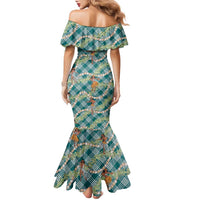 Teal Palaka Hula Girls Seamless Hawaii Aloha Family Matching Mermaid Dress and Hawaiian Shirt - Polynesian Pride