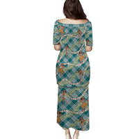 Teal Palaka Hula Girls Seamless Hawaii Aloha Family Matching Puletasi and Hawaiian Shirt - Polynesian Pride