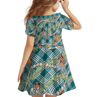 Teal Palaka Hula Girls Seamless Hawaii Aloha Family Matching Tank Maxi Dress and Hawaiian Shirt - Polynesian Pride