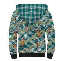 Teal Palaka Hula Girls Seamless Hawaii Aloha Sherpa Hoodie - Polynesian Pride