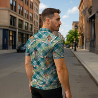 Teal Palaka Hula Girls Seamless Hawaii Aloha Zipper Polo Shirt - Polynesian Pride