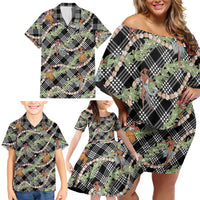 Sable Palaka Hula Girls Seamless Hawaii Aloha Family Matching Off Shoulder Short Dress and Hawaiian Shirt - Polynesian Pride