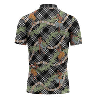 Sable Palaka Hula Girls Seamless Hawaii Aloha Zipper Polo Shirt - Polynesian Pride