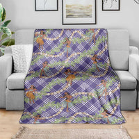 Lavender Palaka Hula Girls Seamless Hawaii Aloha Blanket - Polynesian Pride