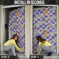 Lavender Palaka Hula Girls Seamless Hawaii Aloha Door Cover LT7 - Polynesian Pride