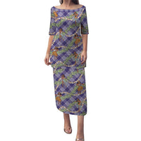 Lavender Palaka Hula Girls Seamless Hawaii Aloha Family Matching Puletasi and Hawaiian Shirt - Polynesian Pride