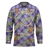 Lavender Palaka Hula Girls Seamless Hawaii Aloha Hockey Jersey LT7 Unisex Lavender - Polynesian Pride