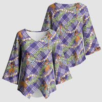 Lavender Palaka Hula Girls Seamless Hawaii Aloha Kimono Sleeve Blouse LT7 - Polynesian Pride