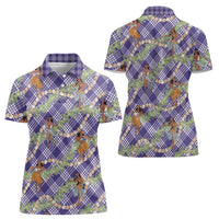 Lavender Palaka Hula Girls Seamless Hawaii Aloha Women Polo Shirt LT7 - Polynesian Pride