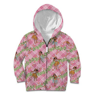 Lokelani Pink Palaka Hula Girls Seamless Hawaii Aloha Kid Hoodie LT7 Zip Hoodie Pink - Polynesian Pride
