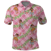 Lokelani Pink Palaka Hula Girls Seamless Hawaii Aloha Polo Shirt LT7 Pink - Polynesian Pride