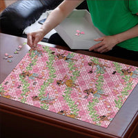 Lokelani Pink Palaka Hula Girls Seamless Hawaii Aloha Puzzle LT7 - Polynesian Pride