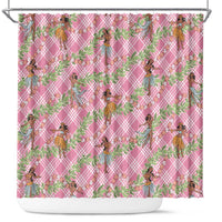 Lokelani Pink Palaka Hula Girls Seamless Hawaii Aloha Shower Curtain LT7 Pink - Polynesian Pride
