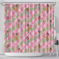 Lokelani Pink Palaka Hula Girls Seamless Hawaii Aloha Shower Curtain LT7 - Polynesian Pride
