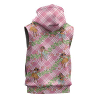 Lokelani Pink Palaka Hula Girls Seamless Hawaii Aloha Sleeveless Hoodie - Polynesian Pride
