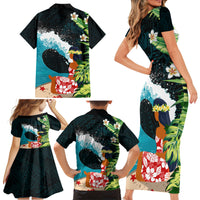 Tahiti Ia Orana Family Matching Short Sleeve Bodycon Dress and Hawaiian Shirt Tahitian Vahine LT7 - Polynesian Pride