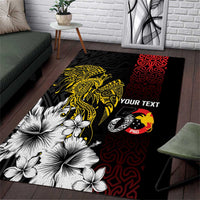 Personalized Papua New Guinea 50th Independence Anniversary Area Rug Oro Tapa Mix Plumeria