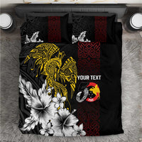 Personalized Papua New Guinea 50th Independence Anniversary Bedding Set Oro Tapa Mix Plumeria