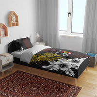 Personalized Papua New Guinea 50th Independence Anniversary Bedding Set Oro Tapa Mix Plumeria