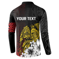 Personalized Papua New Guinea 50th Independence Anniversary Button Sweatshirt Oro Tapa Mix Plumeria