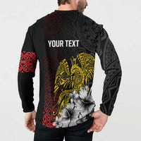 Personalized Papua New Guinea 50th Independence Anniversary Button Sweatshirt Oro Tapa Mix Plumeria