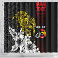 Personalized Papua New Guinea 50th Independence Anniversary Shower Curtain Oro Tapa Mix Plumeria