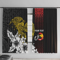 Personalized Papua New Guinea 50th Independence Anniversary Window Curtain Oro Tapa Mix Plumeria