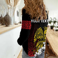 Personalized Papua New Guinea 50th Independence Anniversary Women Casual Shirt Oro Tapa Mix Plumeria