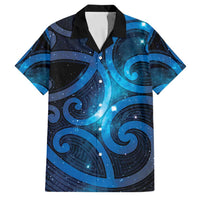 New Zealand Maori Matariki Family Matching Off The Shoulder Long Sleeve Dress and Hawaiian Shirt Galaxy Kowhaiwhai LT7 Dad's Shirt - Short Sleeve Galaxy - Polynesian Pride