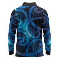 New Zealand Maori Matariki Long Sleeve Polo Shirt Galaxy Kowhaiwhai