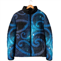 New Zealand Maori Matariki Padded Jacket Galaxy Kowhaiwhai