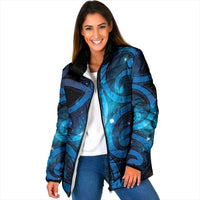 New Zealand Maori Matariki Padded Jacket Galaxy Kowhaiwhai