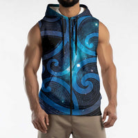 New Zealand Maori Matariki Sleeveless Zip Hoodie Galaxy Kowhaiwhai
