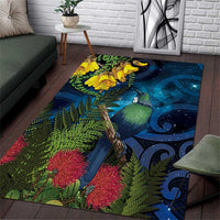 Tui Bird New Zealand Starry Sky Area Rug Maori Koru LT7 Galaxy - Polynesian Pride
