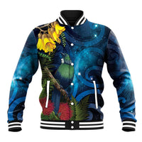 Tui Bird New Zealand Starry Sky Baseball Jacket Maori Koru