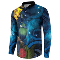 Tui Bird New Zealand Starry Sky Button Sweatshirt Maori Koru