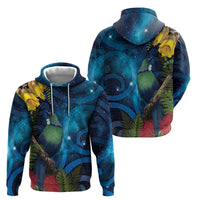 Tui Bird New Zealand Starry Sky Hoodie Maori Koru